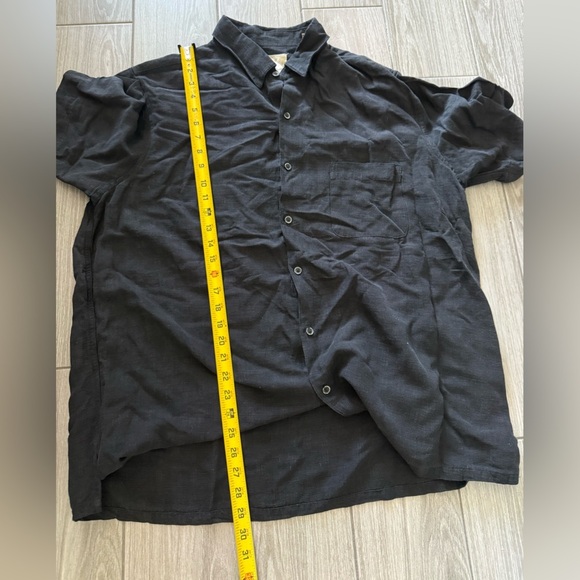 Tasso Elba|Men’s Black Linen/Silk casual button down Shirt,short sleeve•Size XL - Picture 7 of 10